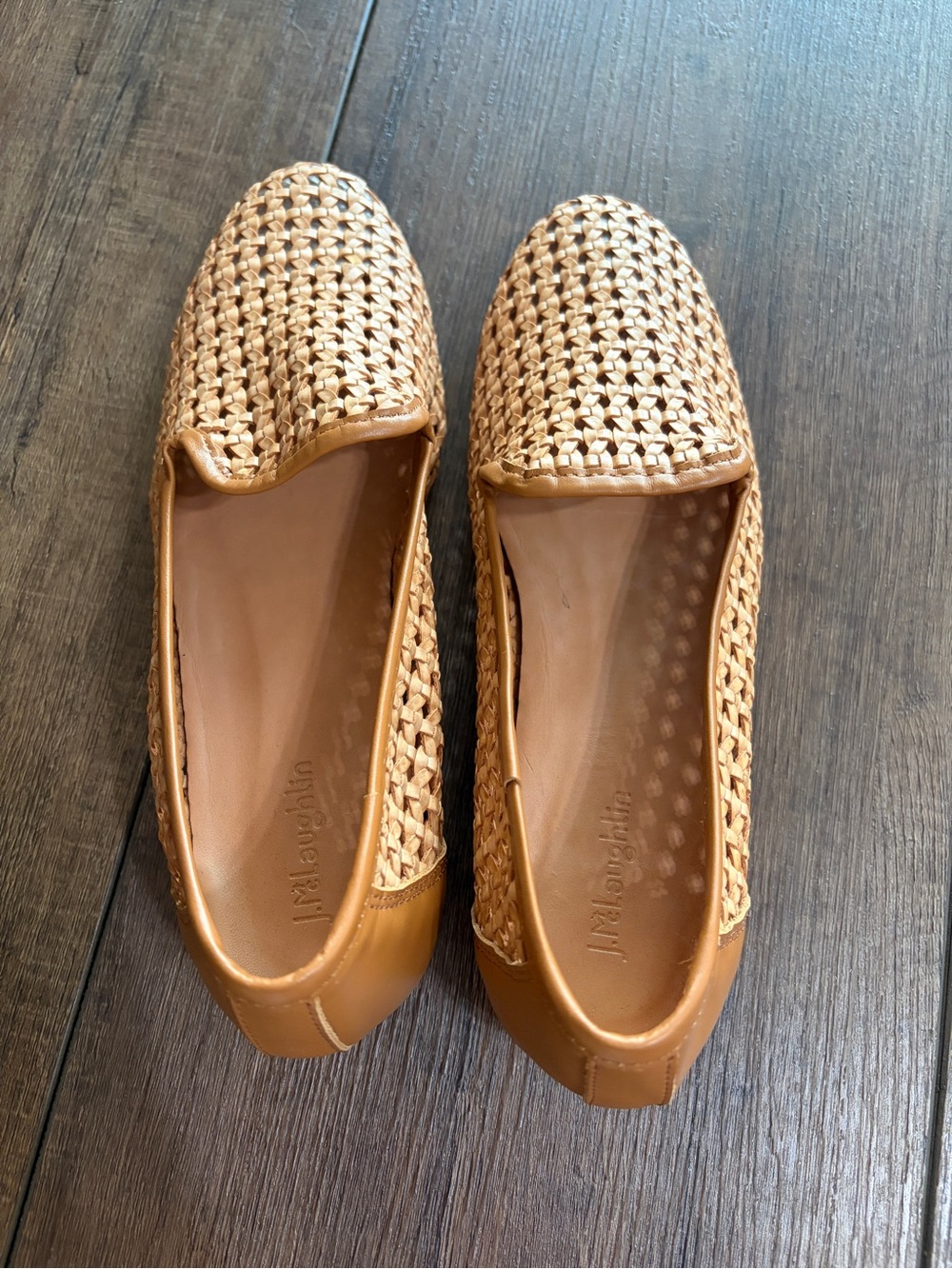 J.McLaughlin Woven Leather Melva Loafers Tan / Cognac | Size 7.5